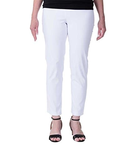 Amy Alder Womens Slimming Pull-On Ankle Pants, White, Size 16