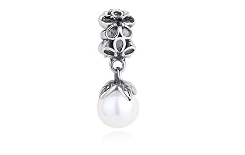 925 Sterling Silver Daisy Flower with Pearl Pendant