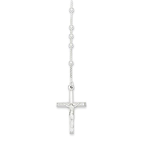 Sterling Silver Polished Rosary Necklace,18