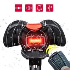 BDR Trading 3 in 1 Bicycle Wireless Rear Light Cycling Remote Control Alarm Lock Fixed Position Mountain Bike Smart Bell COB Tailight USB Charging