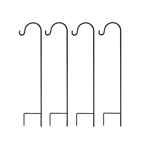 MTB Shepherd Hook 48 Inch Black Strong Rust Resistant Steel Ideal for Hanging Planter, Bird Feeders, Lanterns, Solar Lights, Mason Jars,Hummingbird Feeder Hanger.Shepherds Hook (4 Pack)