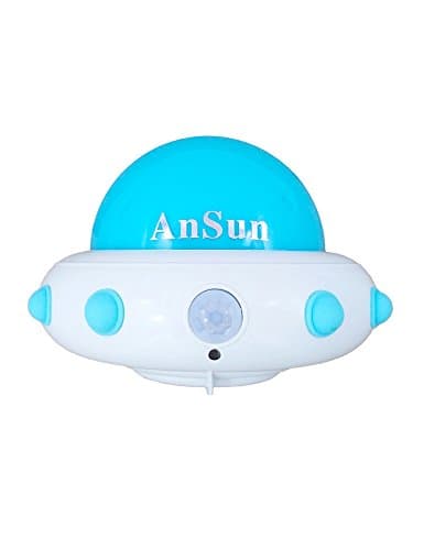 LED Motion Sensor Night Light with Rechargeable Battery Powered (Up to 3 Months Runtime) Dusk to Dawn Sensor, Stick-on or Portable Wall Light for Baby Kids Bedroom Pathway Stair Washroom, Blue