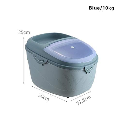Storage Box Sealed Food Storage Box,Moisture-Proof Cereal Plastic Container,Rice Dried Food Cereal Dispenser Storage Case with Lid 10kg 15kg Large Capacity (Color : Blue, Size : 10KG)