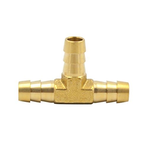 VIS Brass Hose Splicer Fitting, Tee, 3/8" Barb x 3/8" Barb x 3/8" Barb (Pack of 1)