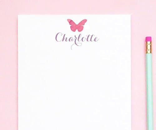 Personalized Butterfly Notepad, Butterfly notepads, Notepads for girls, Personalized notepad for girls, Watercolor Stationery, size 5.5in x 8.5in, 50 sheets