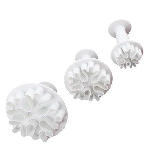 3PCS Snowflake Cookie Cutters Cake Decorating Edible Fondant Embossing Tool Snowflake Embosser Plunger Cake baking Stamp Cutter