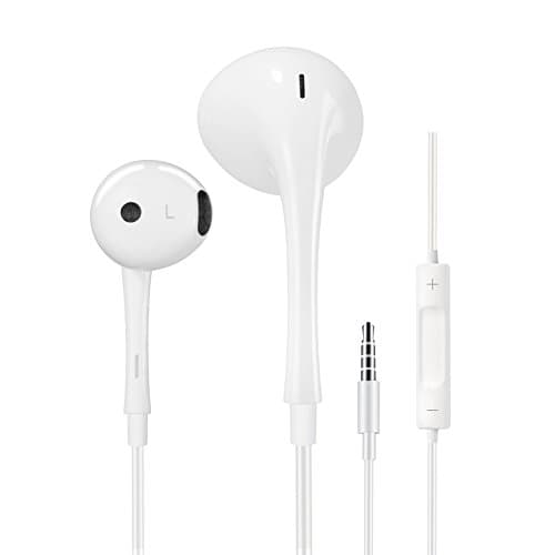 Extra Bass Earbuds with Microphones and Volume Control,Wired In Ear Headphones Stereo Ear Buds Compatible with IOS and Android,Corded Earphones for iPhone iPad Samsung Galaxy by OHSTORE (White)