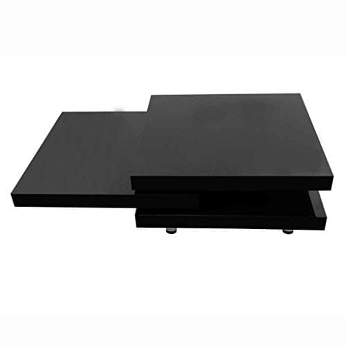 WWZH Black High Gloss 3 Layers Shape-Adjustable Coffee Side Table Living Room (Black)