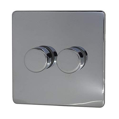 Discount Electrix 2 Gang 2 Way 400 Watt Dimmer Switch Polished Chrome Screwless Flat Plate Design