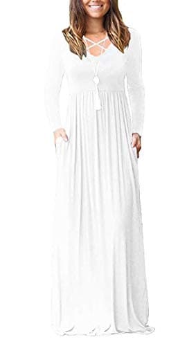 Women's Short Sleeve Maxi Dresses with Pockets Plain Loose Long Dresses