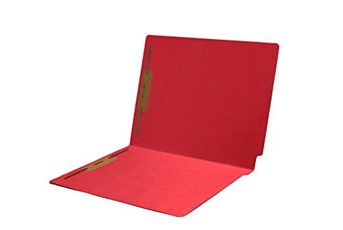 11 pt Color Folders, Full Cut Single Ply End Tab, Letter Size, Fastener Pos #1 &amp; #3, Red (Box of 50)