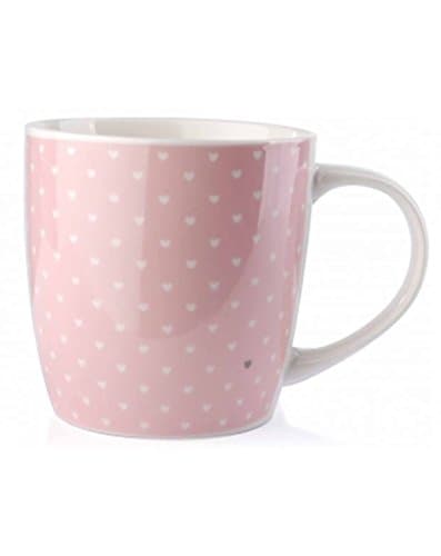 Set of 4 Mugs in Hearts Pattern in Pink & White HTPG9517