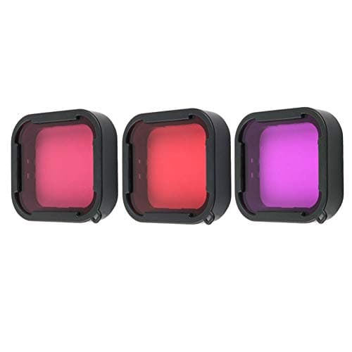 Harwerrel 3 Pack Scuba Dive Filter Kit for GoPro Hero 5 6 7 Black Super Suit Dive Housing - Red, Light Red and Magenta Filter - Enhances Colors for Various Underwater Video and Photography Conditions