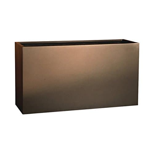 PurePots Divider Cuboid 2410, Large Rectangle Modern Planter Box - Indoor &amp; Outdoor| Hand Crafted Commercial Grade Fiberglass | UV Resistant Paint (Metallic Bronze/ No Drainage Hole(s)/ Large)