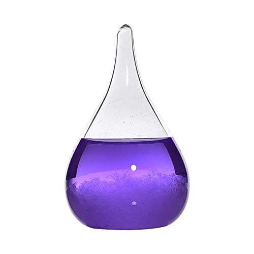 Storm Glass Weather Barometer Forecast,Creative Desktop Decorative Water Drop Glass Barometer Forecast Bottle Weather Station (Purple)