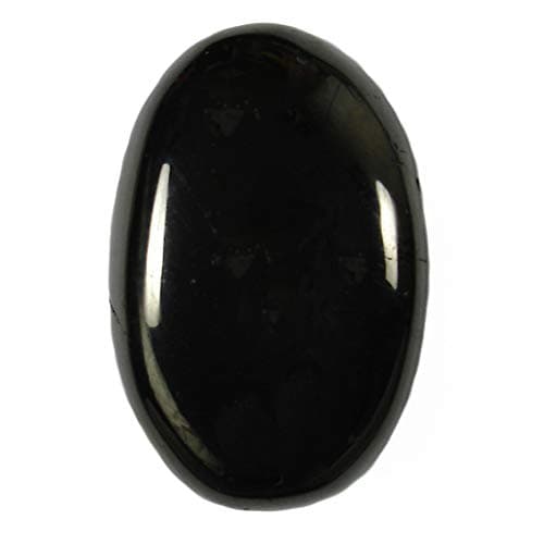 (1) Jet Palm Size Crystal Worry Stone with Description Card