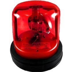 Rotating Beacon Light with Alarm, Permanent Mount, 12 Volts, Red
