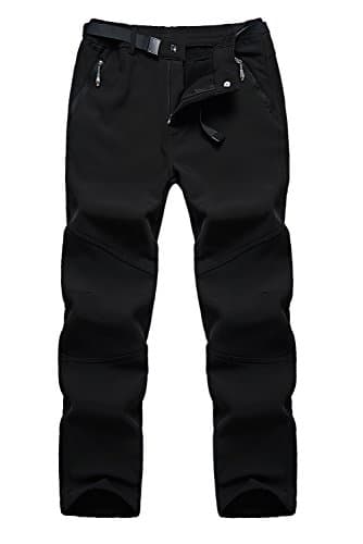 QuietClouds Women's Outdoor Water Resistant Windproof Softshell Fleece Snow Pants US1613W Black L