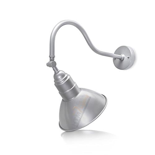 10" Adjustable Barn Light Shade with 19 3/4" Gooseneck Arm For Indoor And Outdoor Use - (Silver)