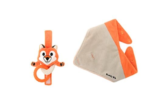 The Makers of The Munch Mitt Introduce The Buddy Bib, 3 in 1 Bandana Drool Bib - Stuffed Animal, Teething Toy, Pacifier Holder - Felix Fox
