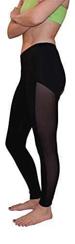 Mesh Yoga Pants Women's Workout Leggings with Side Panel by Yoggir (X-Large, Black)