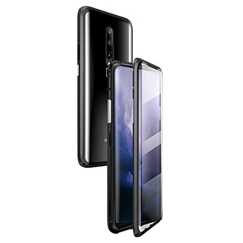 360° Full Body Case for OnePlus 7 Pro,[HD Clear Touchable Protective Front and Strong Tempered Glass Back] with Built-in Screen Protector Magnetic Adsorption Metal Protection Cover 1+7 pro (Black)