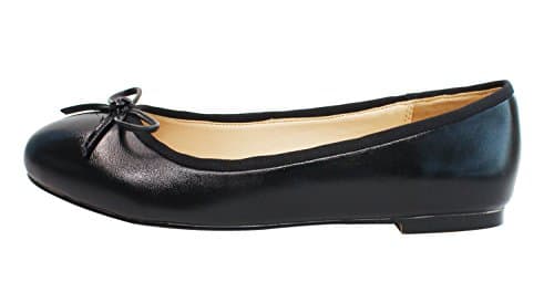 fast charm Womens Round Toe Knot Ballet Large Size Black Flats US6