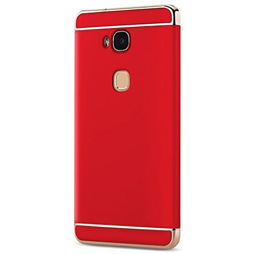 Honor 5x case with Tempered Glass Screen Protector Included, CAPY 3 In 1 Ultra Thin and Slim Hard Case Coated Non Slip Matte Surface with Electroplate Frame for Huawei Honor 5x -- Red