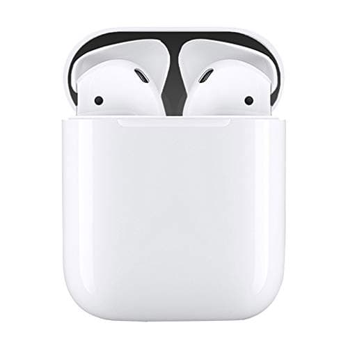 ALOVEMO 4PCS Metal Dust Guard Protective Shell Skin Sticker for Apple Airpods Earphone (Black)