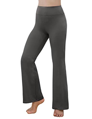 REETOYO Women's Power Flex Tummy Control Workout Yoga Boot Cut Flares Pants With Inner Pocket, Gray , X-Large