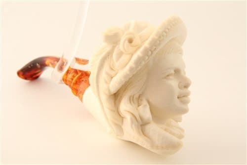 Special Hand Carved Victorian Lady By Master Carver E. Cevher Meerschaum Pipe