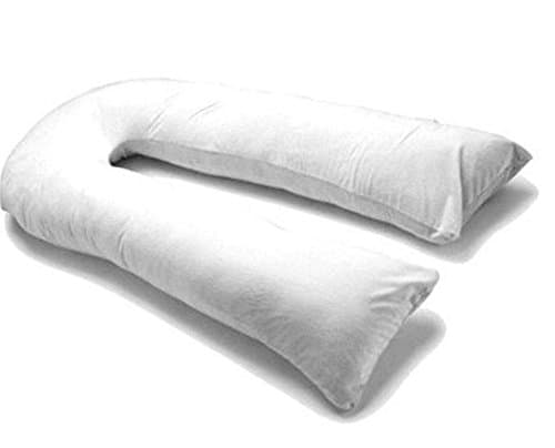 BEDWAY 10 FT Comfort U Shaped Pillow Case Only - NO PILLOW INCLUDED/Pregnancy & Maternity Support/Full Body Comfort Pillow Case Only - WHITE