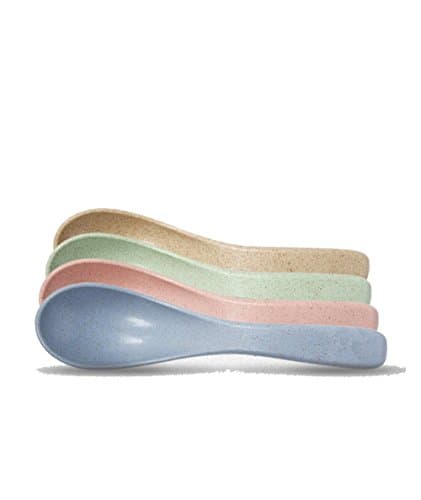 4 PCS Colorful Drop-resistant Wheat Straw Plastic Coffee Spoons for Soup, Porridge, Cereal