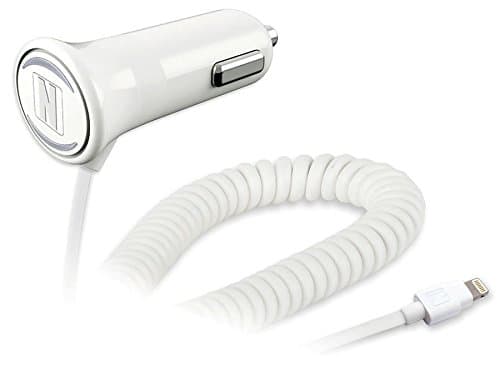Apple Certified Lightning Car Charger for iPhone, iPad and iPod with Coil Lightning Cable -2.4 Amps - Compatible with iPhone, iPad and iPod Products