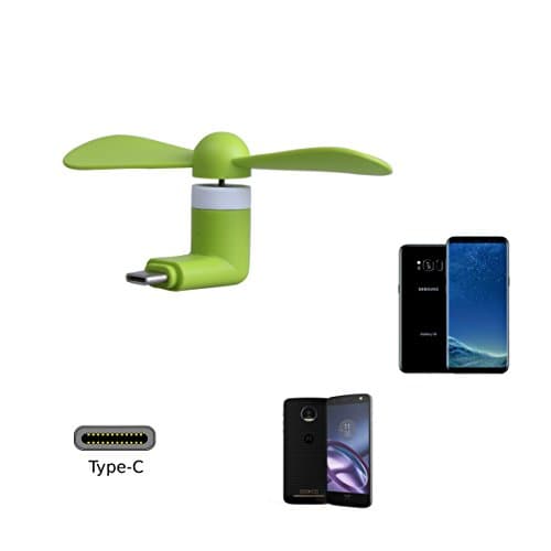Type C Mini Fan aowner USB C Mini Fan for Phone Gift Package Reversible Plug for Samsung Galaxy S8,S8Plus Google Nexus 5X HuaWei P10,Moto Z (Green)