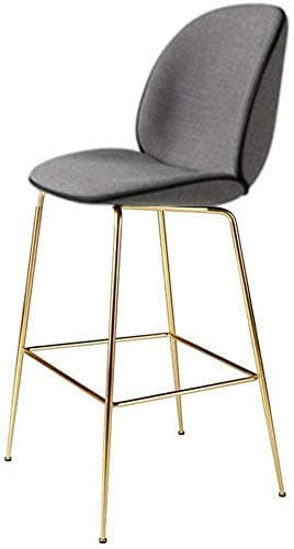 Stylish simplicity Bar Stools Metal Height Footrest Footstool Bar Stool with Backrest Padded Dining Chair Kitchen/bar | Blue/green Velvet Cushion High Stool | Gold-plated Metal Legs | Maximum Load 350