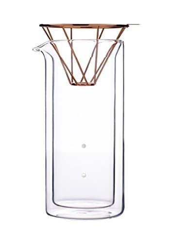 Pour Over Coffee Dripper and 2 Cup Carafe by Toast Living - 300 ML Double Vacuum Insulated Boro-Silicate Glass Coffee Carafe Set with Copper Wire Funnel for Premium Coffee (10 oz)