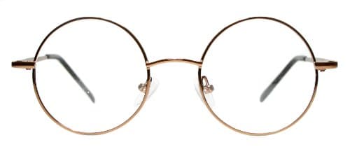 Metal Full Rim Round Eyeglasses Frame (Small Size) - Black, Brown, Gold, Gunmetal Grey, or Silver (Brown)