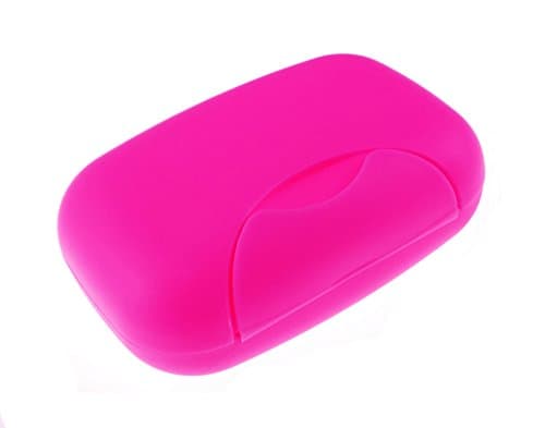 2 pcs Portable Travel Soap Box Holder Soap Dish Case Plastic Container (Rose Red)