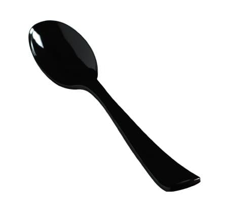 Plastic Serving Spoons ~ Reusable - Black - 10" (25cm) - Pack of 5
