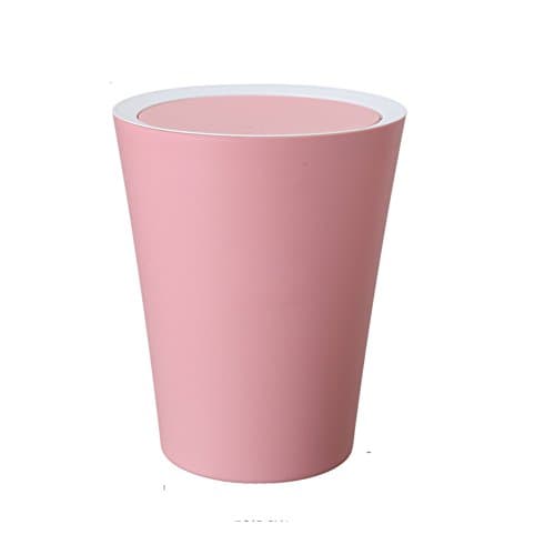 Plastic Round Swing Lid Trash Can Kitchen/Bathroom/Bedroom/Office Trash Can - 9 Liter / 2.4 Gal (Pink)