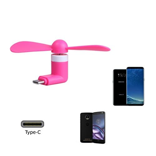 Type C Mini Fan aowner USB C Mini Fan for Phone Gift Package Reversible Plug for Samsung Galaxy S8,S8Plus Google Nexus 5X HuaWei P10,Moto Z (Pink)
