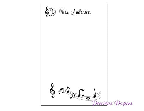 Personalized Music Note Notepad Music Teacher Gift | Precious Papers