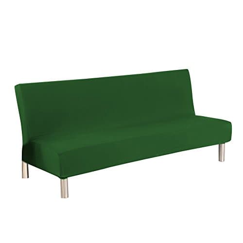Dasior Stretch Sofa Covers 1-Piece, Folding Armless Sofa Seater Protector Couch Slipcovers Large Dark Green