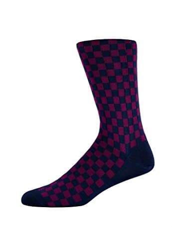 Soxsmith Best Quality Men's Cotton Two Color Checkerboard Socks 7-10 Berry