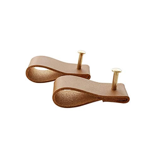 Txinmin Home 2 Pack Cabinet Knobs for Kids, Genuine Leather Cabinet Knobs and Pulls Kitchen Drawer Dresser Cupboard Pull Handles Security Environmental Protection, Chestnut Color