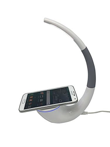 LED Desk Lamp and Qi Wireless Charger Desktop Table C harging Station for Samsung Galaxy S7/S7 Edge/S6/S6 Edge/S6 Edge Plus/S5, Note 5/7, Nexus 4/5/6, and Other Qi-Enabled Devices, White