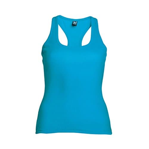 Women's 100% Cotton Tank Top Cami - Close Fitting 1 1/4" Wide Straps - Turquoise Size: M