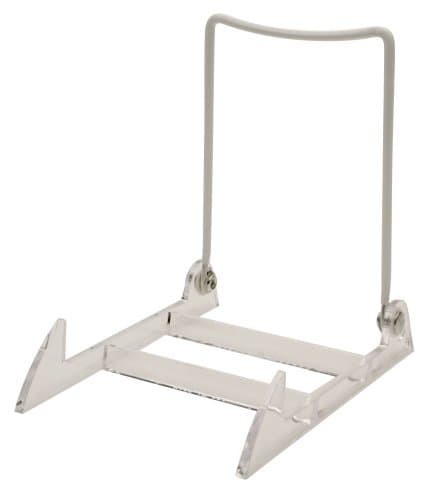 2 Gibson Holders 3PL Adjustable Wire &amp; Acrylic Easels- 4" W x 5.5" H with 4.5" ledge, White/Clear