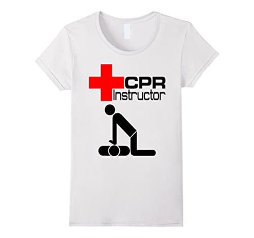Women's CPR First Aid AED Instructor Teacher Trainer T-Shirt Large White